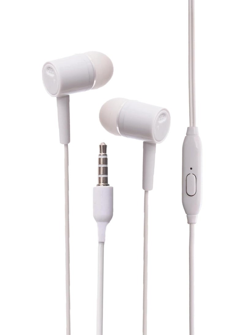 Wired Stereo Hi-Fi Earphone – Clear Sound, Built-in Microphone, Comfortable Fit – White. - Image 1